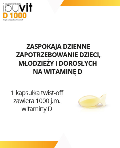 IbuVit D 1000 witamina D dla dzieci 1+, młodzieży i dorosłych, krople 30 kapsułek
