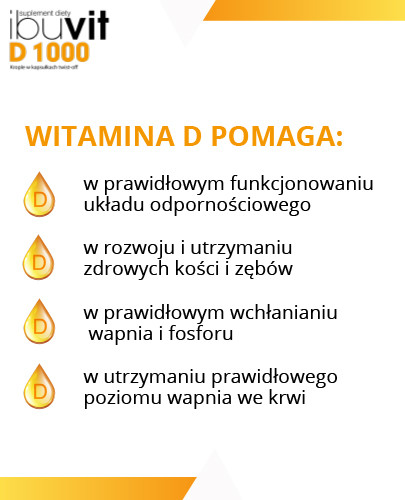IbuVit D 1000 witamina D dla dzieci 1+, młodzieży i dorosłych, krople 30 kapsułek