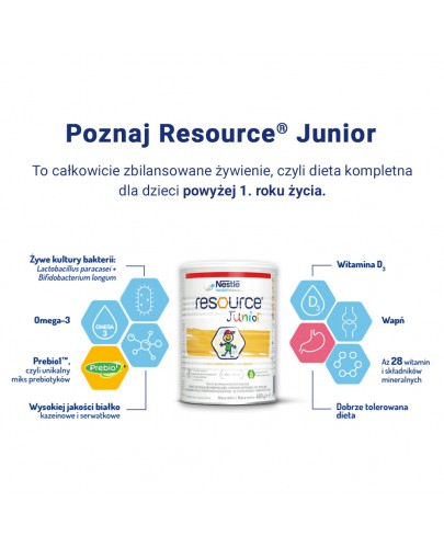 Resource Junior preparat odżywczy w proszku dla dzieci po 1 roku życia o smaku waniliowym 400 g