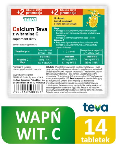 Calcium Pliva z witaminą C 14 tabletek musujących