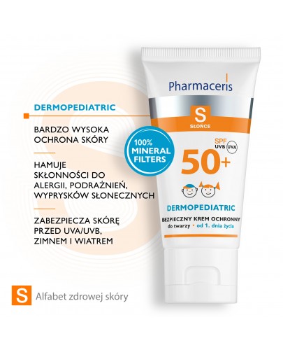 Pharmaceris S Dermopediatric bezpieczny krem ochronny SPF50+ do twarzy dla dzieci od chwili narodzin 50 ml
