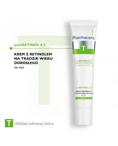 Pharmaceris T pureRetinol 0,3 krem z retinolem na trądzik wieku dorosłego na noc 40 ml + Pharmaceris T płyn bakteriostatyczny 80 ml GRATIS