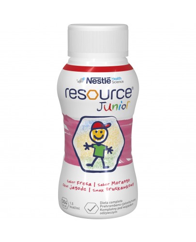Resource Junior preparat odżywczy w płynie dla dzieci 1+ smak truskawkowy 4x 200 ml
