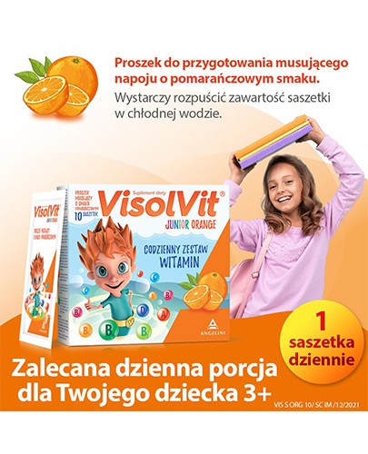 Visolvit Junior Orange proszek o smaku pomarańczowym 10 saszetek  [Krótka data - 2023-08-31]