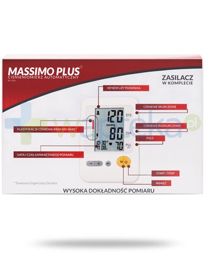 Massimo Plus ciśnieniomierz automatyczny naramienny z zasilaczem 1 sztuka