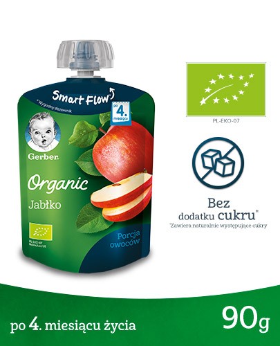 Nestlé Gerber Organic Jabłko deserek owocowy dla dzieci 4m+ 90 g [Data ważności 30-04-2023] [Krótka data - 2023-04-30]