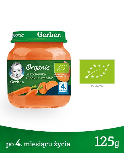 Nestlé Gerber Organic Marchewka słodki ziemniak po 4 miesiącu 125 g