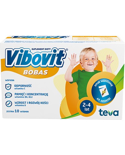 Vibovit Bobas smak waniliowy dla dzieci 2-4 lat 44 saszetki