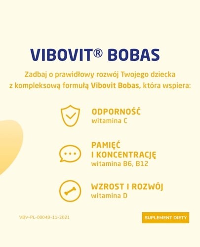 Vibovit Bobas smak waniliowy dla dzieci 2-4 lat 44 saszetki