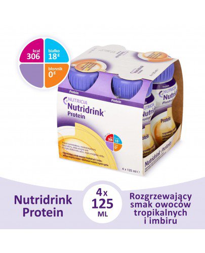 Nutridrink Protein smak owoców tropikalnych i imbiru 4x 125 ml