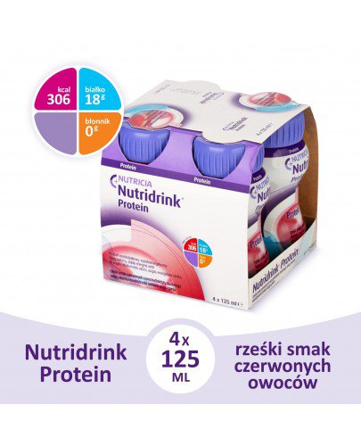 Nutridrink Protein smak rześkich czerwonych owoców 4x 125 ml