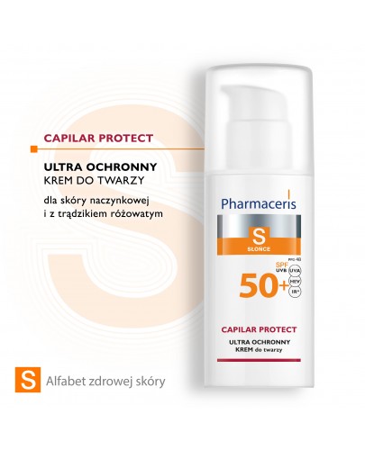 Pharmaceris S Capilar Protect Ultra ochronny krem dla skóry naczynkowej i z trądzikiem różowatym SPF 50+ 50 ml + Składana torba termiczna 1 sztuka GRATIS