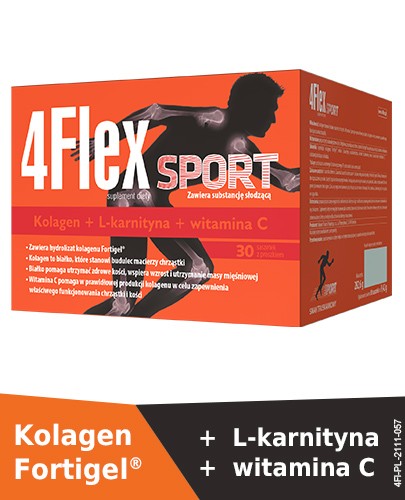 4 Flex Sport kolagen nowej generacji z L-karnityną i witaminą C 30 saszetek