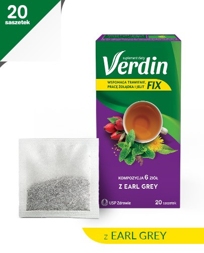 Verdin fix Earl Grey herbatka wspomagająca trawienie o smaku earl greya 20 saszetek