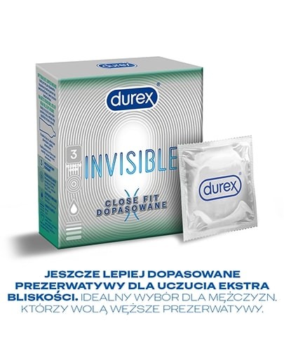 Durex Invisible Close Fit prezerwatywy optymalne dopasowanie 3 sztuki