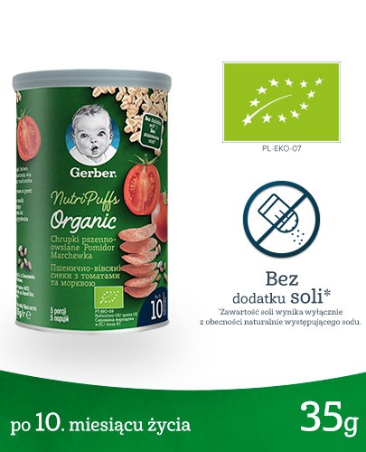 Nestlé Gerber Organic Nutri Puffs chrupki pszenno-owsiane pomidor marchewka 35 g