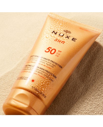 Nuxe Sun Mleczko do opalania do twarzy i ciała SPF50 150 ml [Kup 2x produkt z linii Nuxe Sun = Torba plażowa Nuxe GRATIS]