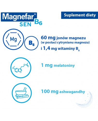 Magnefar B6 Sen z melatoniną 30 tabletek
