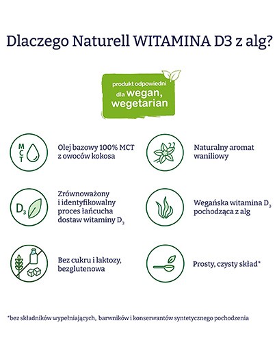 Naturell Witamina D3 z alg krople 15 ml