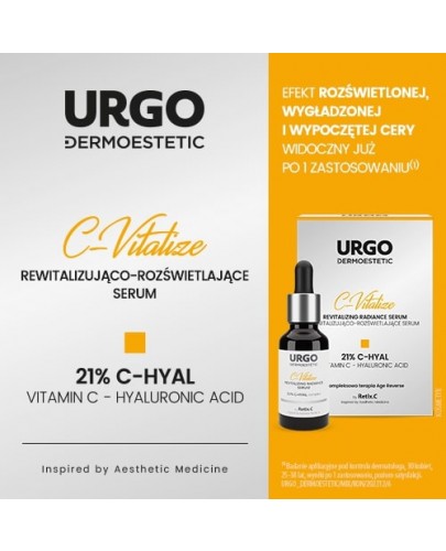 Urgo Dermoestetic C-Vitalize serum rewitalizująco-rozświetlające 21% C-Hyal 30 ml