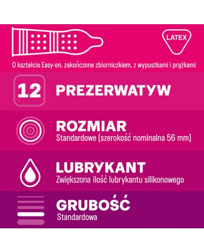 Durex PleasureMax prezerwatywy z wypustkami i prążkami 12 sztuk
