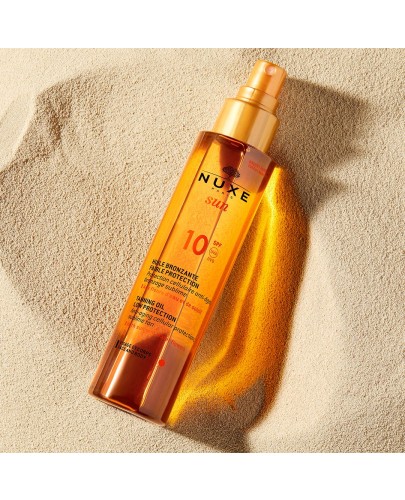 Nuxe Sun brązujący olejek do opalania twarzy i ciała spray SPF10 150 ml [Kup 2x produkt z linii Nuxe Sun = Torba plażowa Nuxe GRATIS]