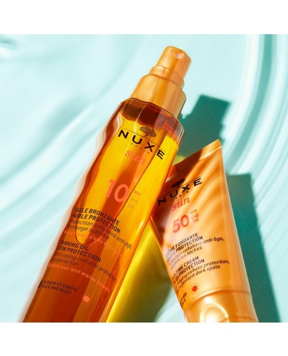 Nuxe Sun brązujący olejek do opalania twarzy i ciała spray SPF10 150 ml [Kup 2x produkt Nuxe a otrzymasz kosmetyczkę GRATIS]