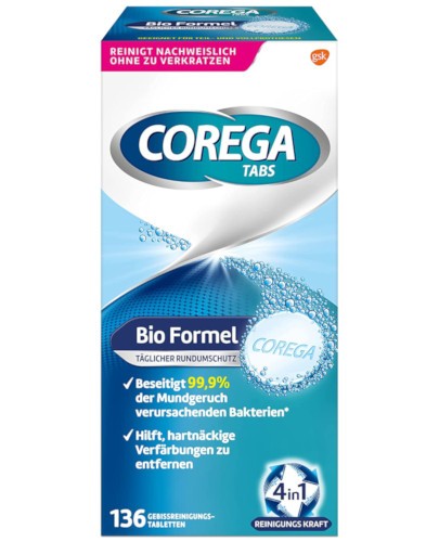 Corega Tabs Bio Formula tabletki do czyszczenia protez zębowych 136 sztuk