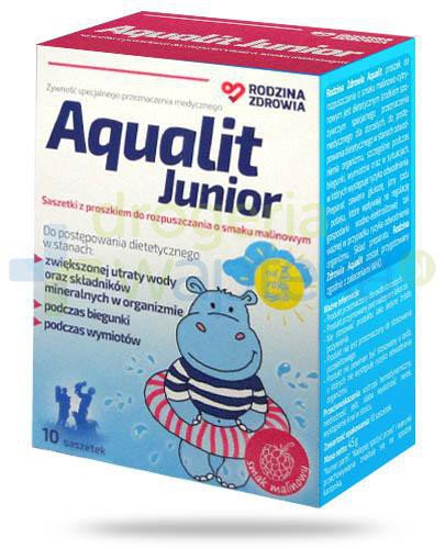 podgląd produktu Rodzina Zdrowia Aqualit Junior o smaku malinowym, proszek 10 saszetek 