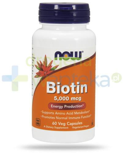 podgląd produktu NOW Foods Biotin biotyna 5000 mcg 60 kapsułek