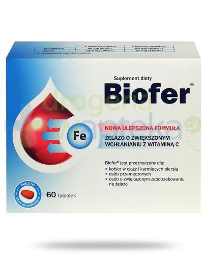 podgląd produktu Biofer Folic żelazo z witaminą C 60 tabletek