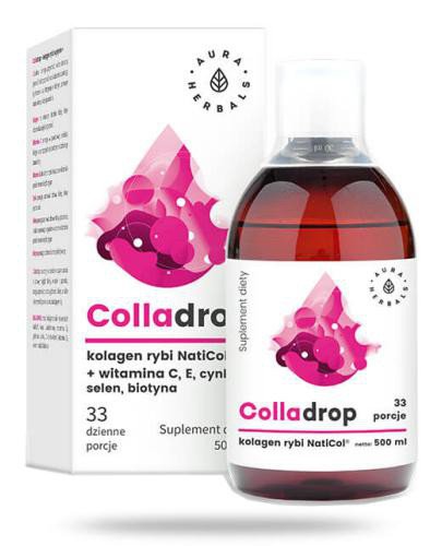 podgląd produktu Aura Herbals Colladrop kolagen rybi w płynie + wit.C 500 ml