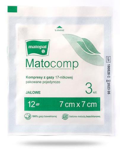 podgląd produktu Matocomp kompresy jałowe 7x7cm 17 nitkowe, 12 warstwowe 3 sztuki