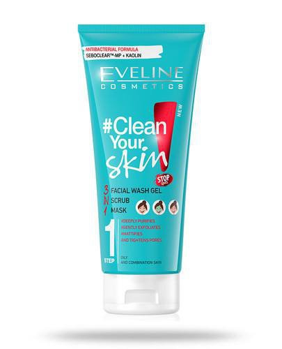 podgląd produktu Eveline Clean Your Skin 3w1 żel do mycia twarzy + scrub + maska 200 ml