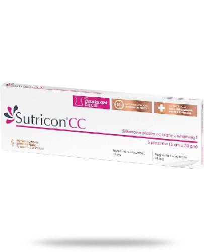 podgląd produktu Sutricon CC silikonowe plastry na blizny z witaminąE 5 cm x 30 cm 5 sztuk