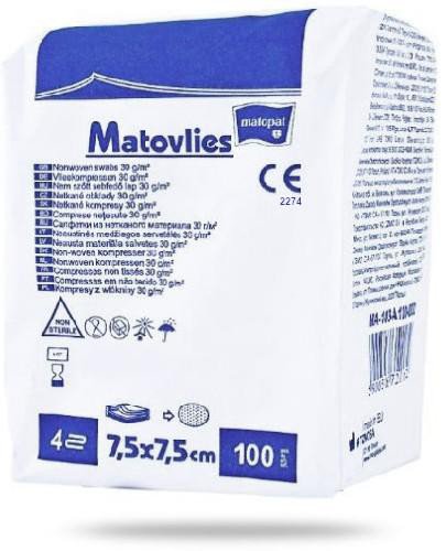 podgląd produktu Matovlies kompresy z włókniny 30g 7,5x7,5 cm 100 sztuk