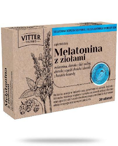 podgląd produktu Vitter melatonina z ziołami 20 tabletek