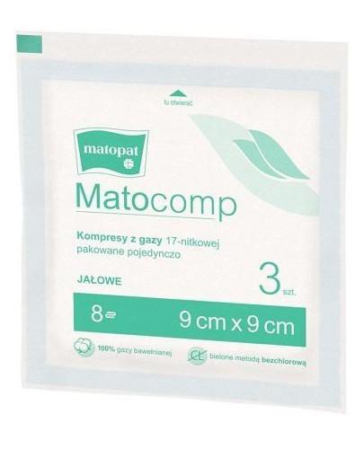 podgląd produktu Matocomp kompresy jałowe 9x9cm 17 nitkowe, 8 warstwowe 3 sztuk