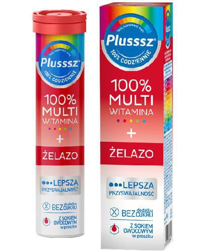 podgląd produktu Plusssz100% Multiwitamina + Żelazo 20 tabletek musujących