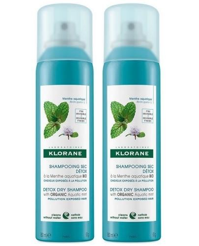 podgląd produktu Klorane detoksykujący szampon suchy na bazie mięty nadwodnej 2x 150 ml