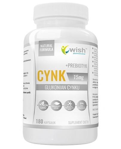 podgląd produktu Wish Cynk 15 mg (glukonian cynku) + Prebiotyk 180 kapsułek