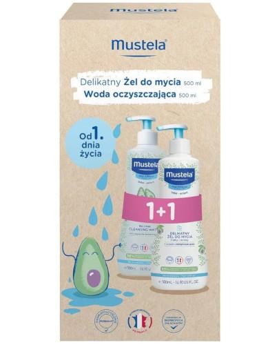 podgląd produktu Mustela Bebe Enfant delikatny żel do mycia włosów i ciała 500 ml + delikatna woda oczyszczająca bez spłukiwania 500 ml [ZESTAW]