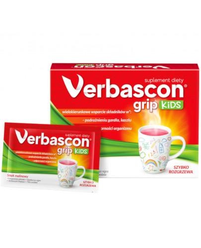 podgląd produktu Verbascon Grip Kids proszek do rozpuszczenia o smaku malinowym 10 saszetek