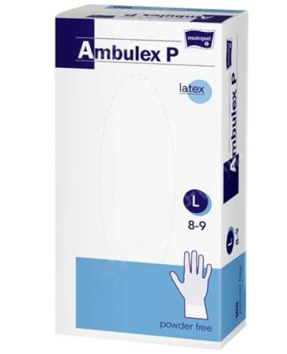 Matopat Ambulex P rękawiczki ochronne lateksowe bezpudrowe rozmiar L białe 100 sztuk 