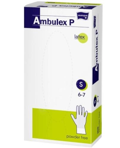 Matopat Ambulex P rękawiczki ochronne lateksowe bezpudrowe rozmiar S białe 100 sztuk 