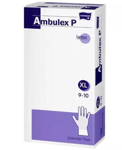 Matopat Ambulex P rękawiczki ochronne lateksowe bezpudrowe rozmiar XL białe 100 sztuk 
