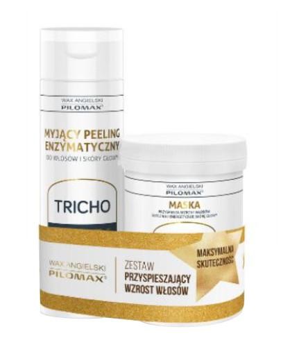 podgląd produktu Pilomax WAX Tricho myjący peeling enzymatyczny do włosów i skóry głowy 200 ml + maska przyspieszająca wzrost włosów 240 ml [ZESTAW]
