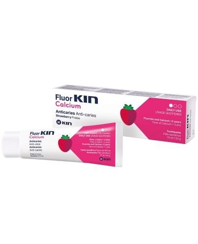 podgląd produktu Kin Fluor-Kin Calcium pasta do zębów smak truskawkowy 75 ml [WYPRZEDAŻ]