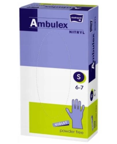 podgląd produktu Matopat Ambulex rękawiczki ochronne nitrylowe bezpudrowe rozmiar S fioletowe 100 sztuk