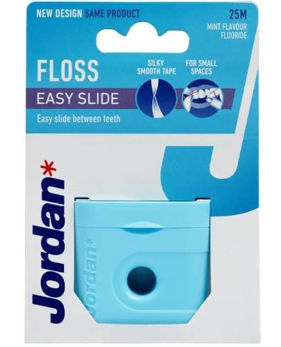 podgląd produktu Jordan Floss Easy Slide płaska nić dentystyczna z fluorem o smaku mięty 25 m